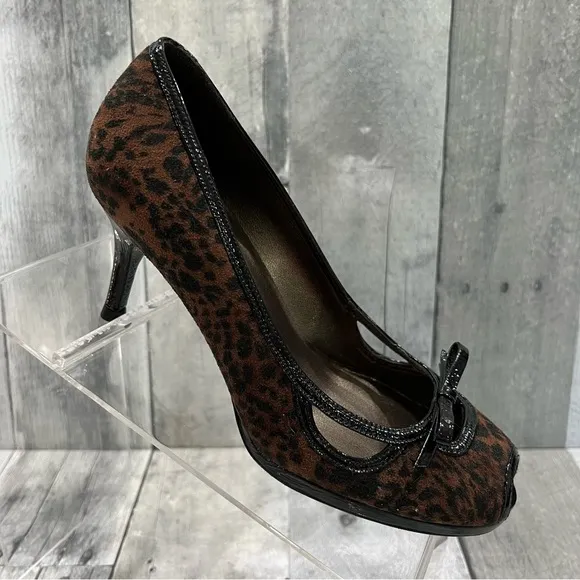 STUART WEITZMAN Animal Print Open Toe Pumps Heels Size 6.5N