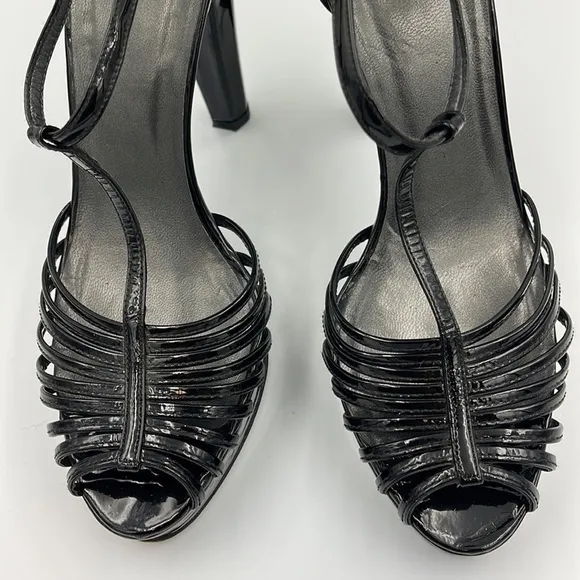 STUART Weitzman black ankle straps platform heels, size 6.5