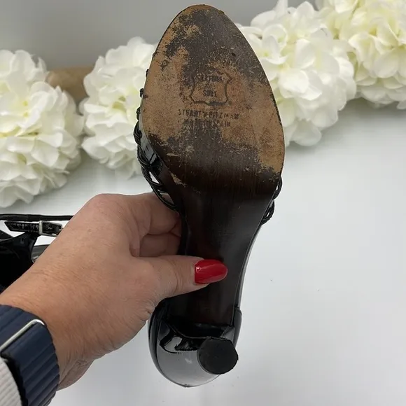 STUART Weitzman black ankle straps platform heels, size 6.5