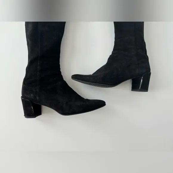 STUART WEITZMAN Black Suede 5050 Over The Knee Boot, Mid Heel Pointed Toe size10