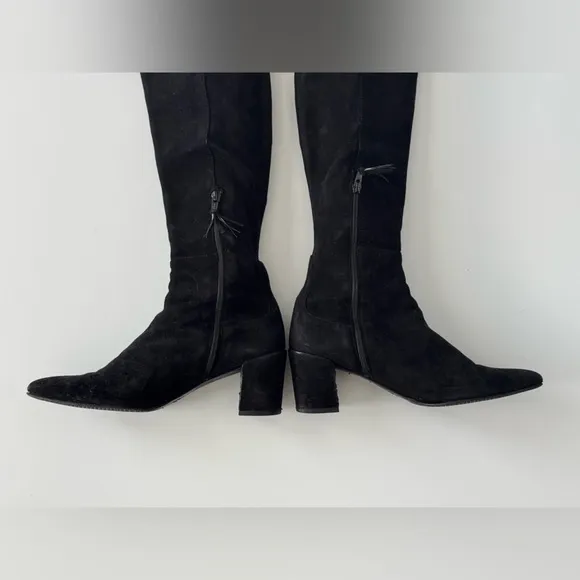STUART WEITZMAN Black Suede 5050 Over The Knee Boot, Mid Heel Pointed Toe size10
