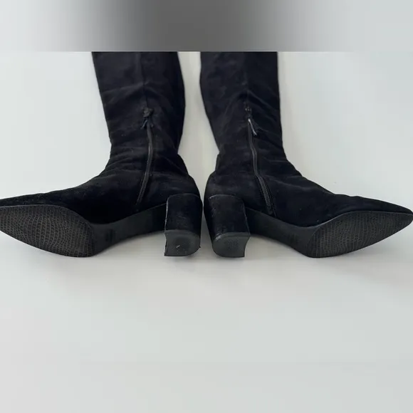 STUART WEITZMAN Black Suede 5050 Over The Knee Boot, Mid Heel Pointed Toe size10