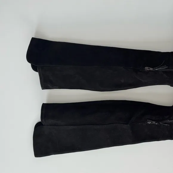 STUART WEITZMAN Black Suede 5050 Over The Knee Boot, Mid Heel Pointed Toe size10