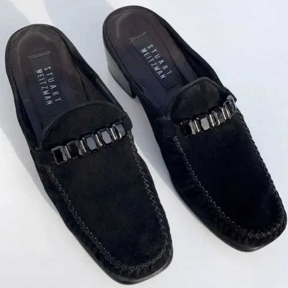 Stuart Weitzman Black Suede Mules.  SZ 7