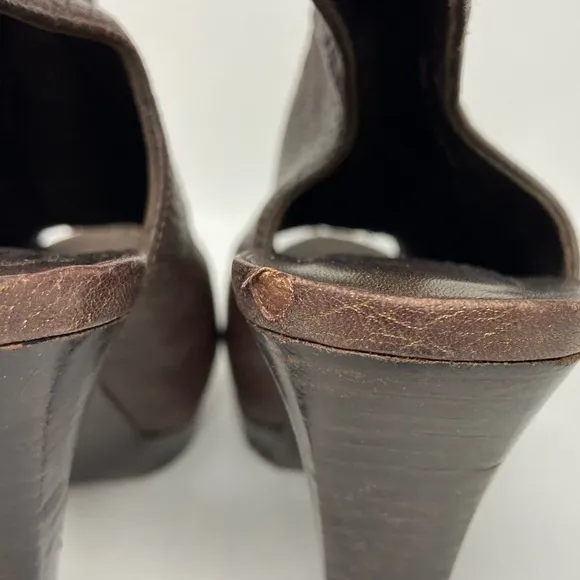 Stuart Weitzman Brown Leather Cage Zip Open Toe Heels, Women’s Size 7M