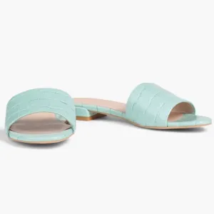 🌹STUART WEITZMAN🌹 Catherine Croc-Effect Leather Slides Size: 6.5