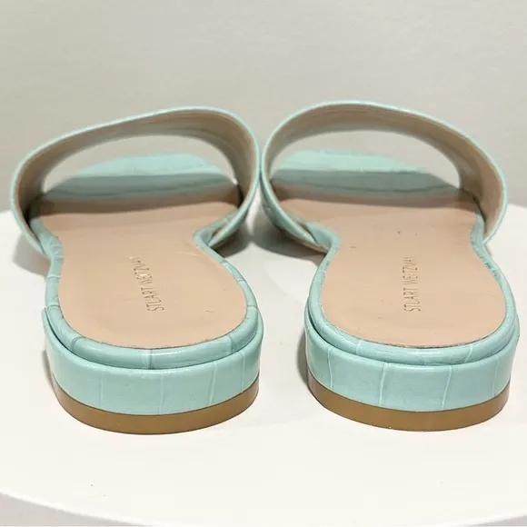 🌹STUART WEITZMAN🌹 Catherine Croc-Effect Leather Slides Size: 6.5
