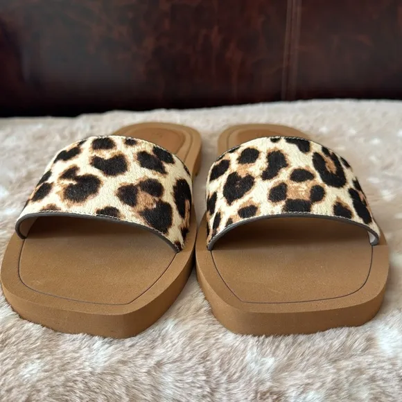 Stuart Weitzman Delilah Cheetah Hair Calf Slides