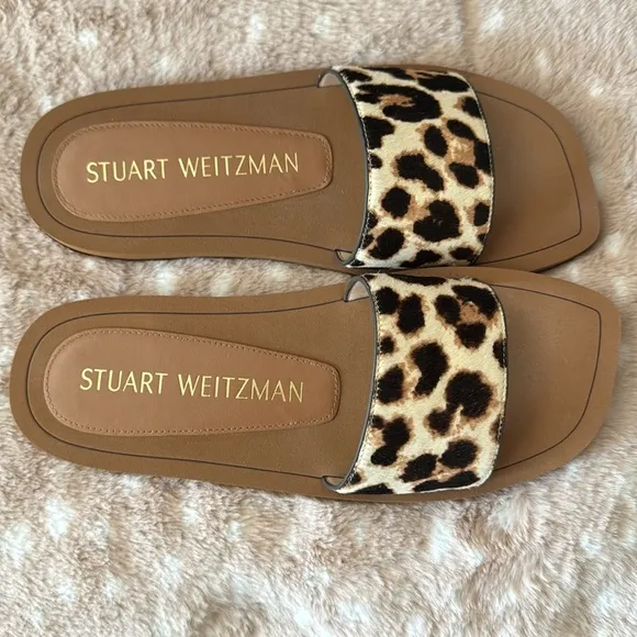 Stuart Weitzman Delilah Cheetah Hair Calf Slides