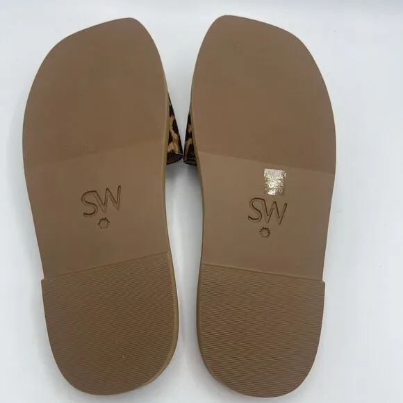 Stuart Weitzman Delilah Leopard Print Calf Hair Sandal Slides Sz 8B New W/O Tag