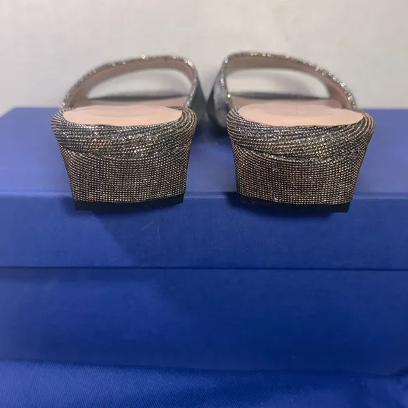 STUART WEITZMAN Devlin Leather Glimmer Slides casual formal party summer wedding
