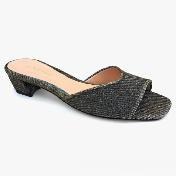 STUART WEITZMAN Devlin Leather Glimmer Slides casual formal party summer wedding