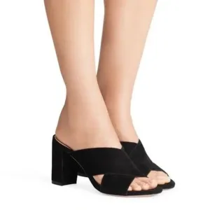 Stuart Weitzman Galene Sandals Black Suede Size 8.5