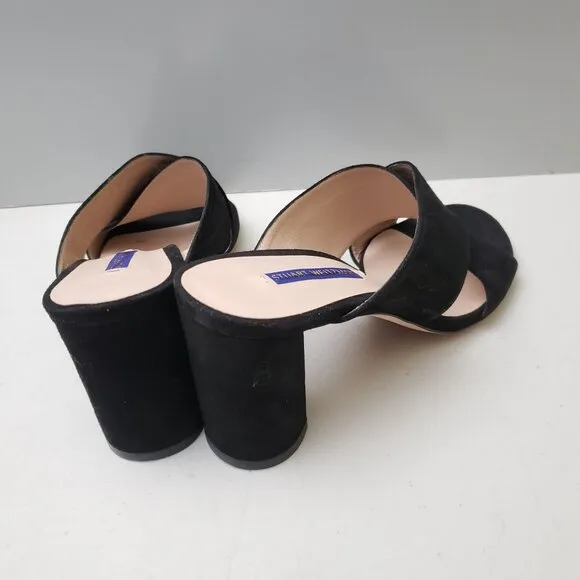 Stuart Weitzman Galene Sandals Black Suede Size 8.5