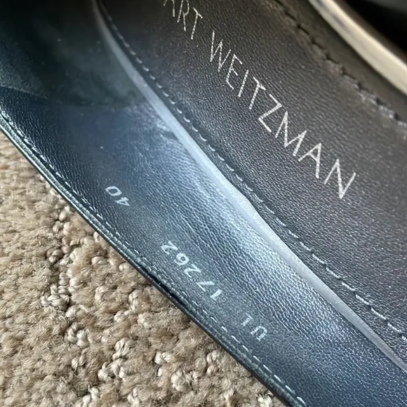 Stuart Weitzman gorgeous patent black slim block heels
