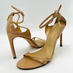 Stuart Weitzman Lexie Beige Leather Strap Sandal Heels Size 11