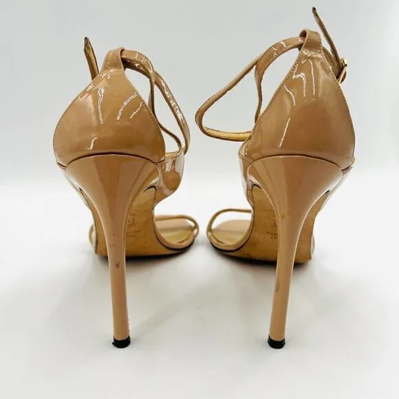 Stuart Weitzman Lexie Beige Leather Strap Sandal Heels Size 11