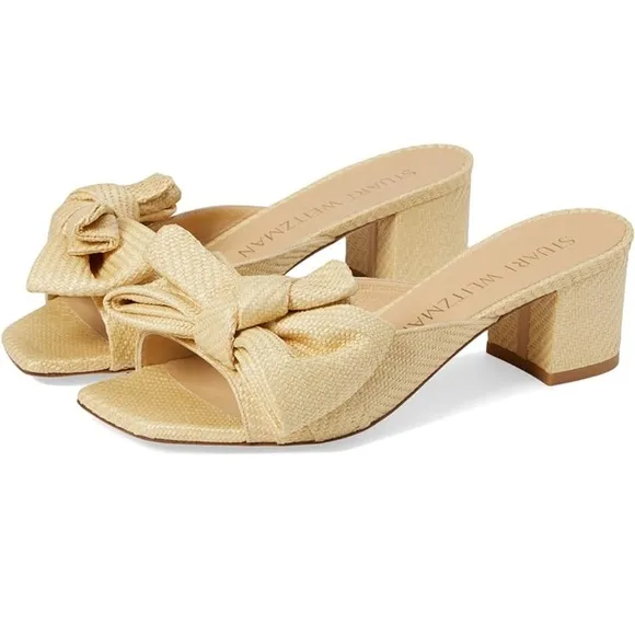 Stuart Weitzman MLoveknot 50 BlockSlideWomen size 8 gently worn Color:Wheat