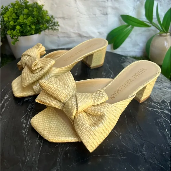 Stuart Weitzman MLoveknot 50 BlockSlideWomen size 8 gently worn Color:Wheat