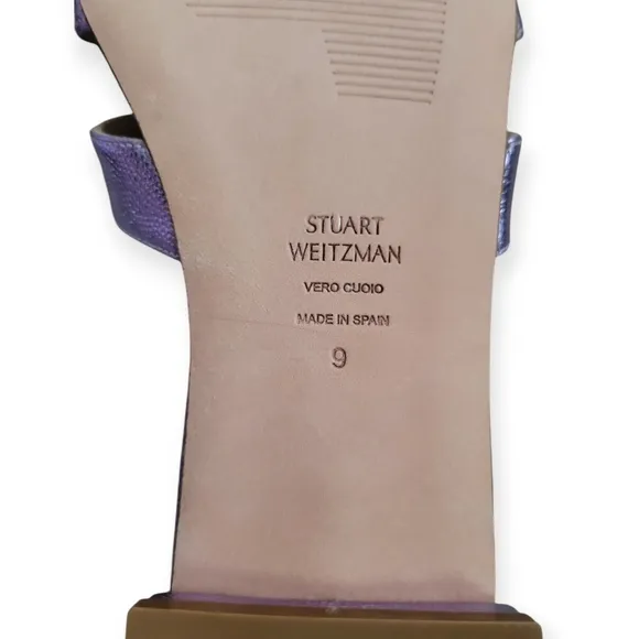 Stuart Weitzman NWOT Cami Leather Slides Metallic Purple