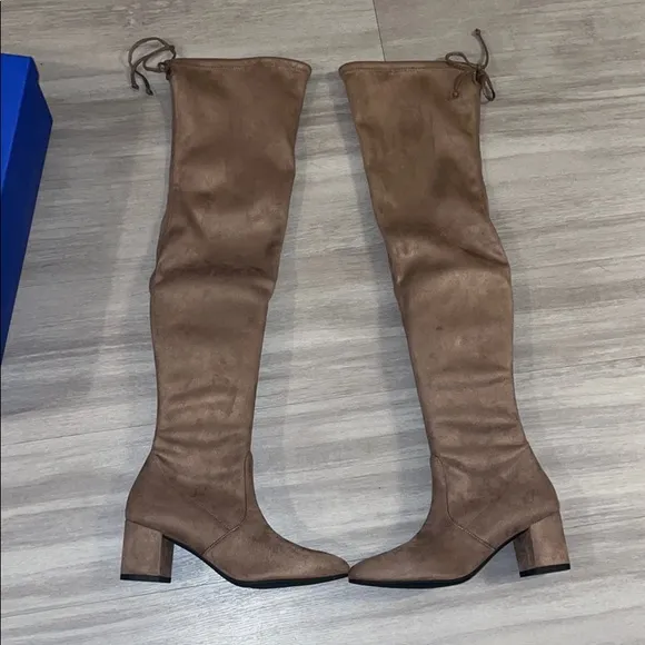 Stuart Weitzman over the knee taupe suede boots