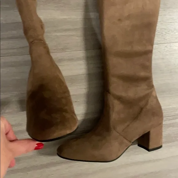 Stuart Weitzman over the knee taupe suede boots