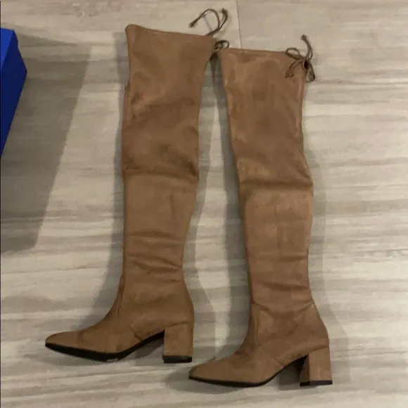 Stuart Weitzman over the knee taupe suede boots