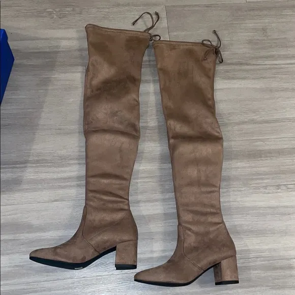 Stuart Weitzman over the knee taupe suede boots