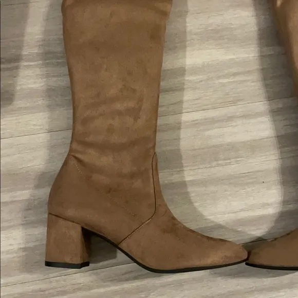 Stuart Weitzman over the knee taupe suede boots