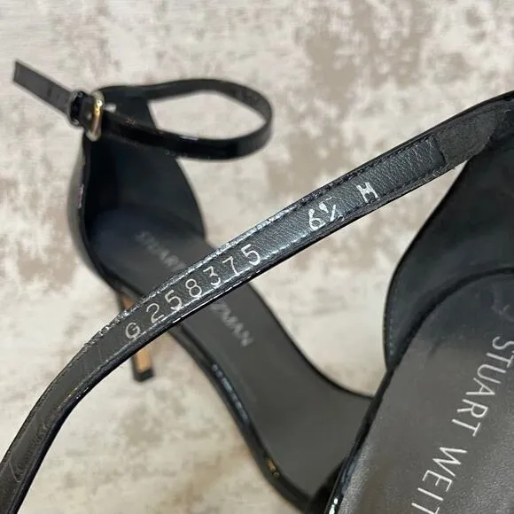 Stuart Weitzman Patent Leather Nudist Sandal in Black