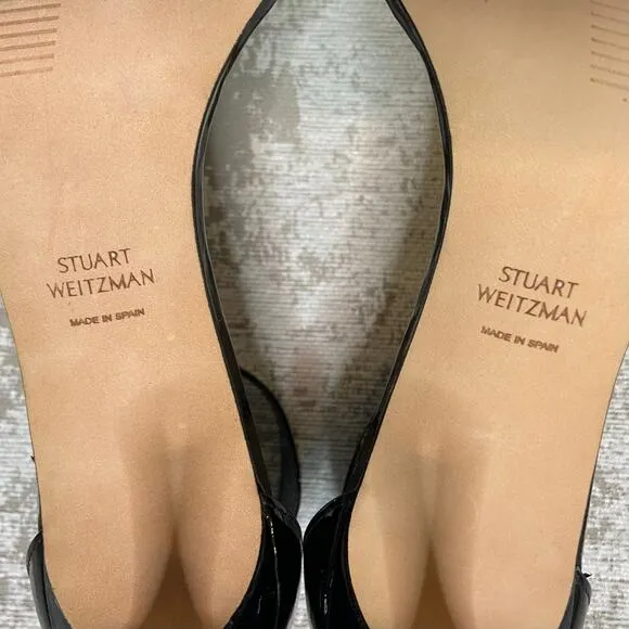 Stuart Weitzman Patent Leather Nudist Sandal in Black