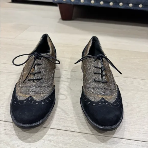 Stuart Weitzman Pyrite Metallic Colorblock Oxfords