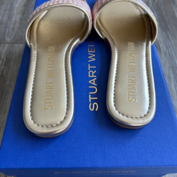 Stuart Weitzman Slides Sandal India Pink Summer Sandal, US 7, Leather