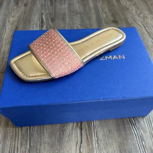 Stuart Weitzman Slides Sandal India Pink Summer Sandal, US 7, Leather