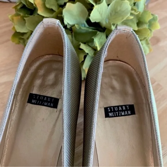 Stuart Weitzman Tan Champagne Gold Classy Cordine Toe Heels Pumps Size 6.5