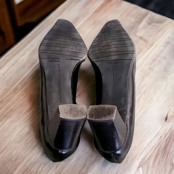 STUART WEITZMAN Vintage Black Braided Square Snip Toe Pumps 8 Classic Heels