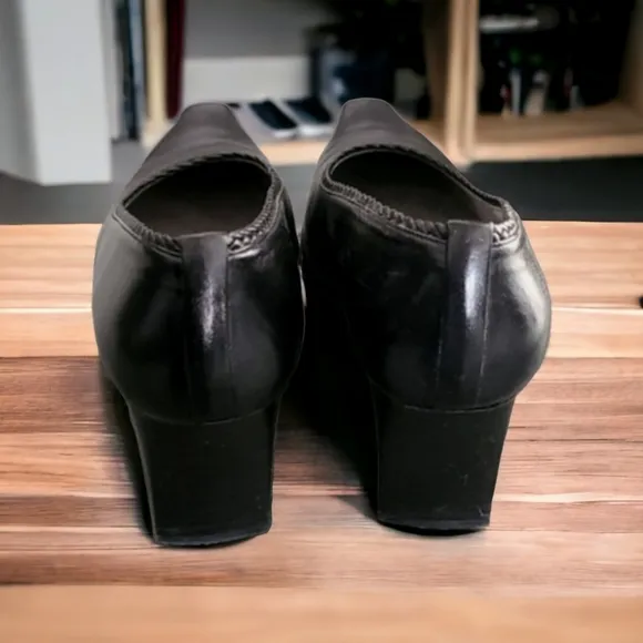 STUART WEITZMAN Vintage Black Braided Square Snip Toe Pumps 8 Classic Heels