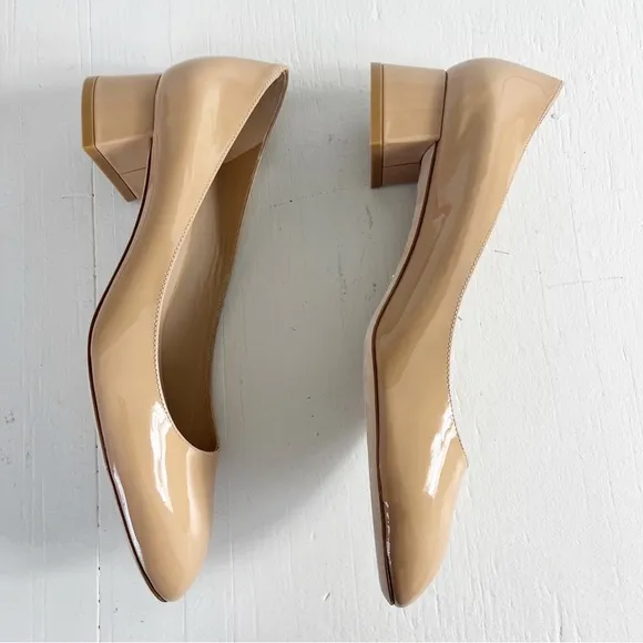 Stuart Weitzman Vivienne 35mm Pump Patent Leather Heels Size 8.5 Nude Beige
