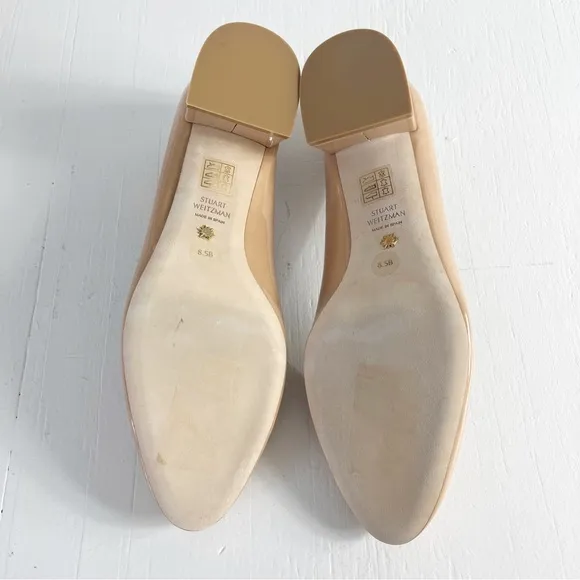 Stuart Weitzman Vivienne 35mm Pump Patent Leather Heels Size 8.5 Nude Beige