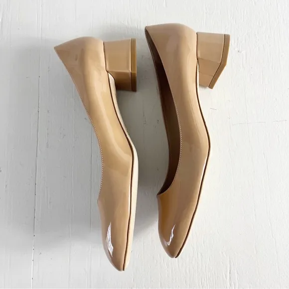 Stuart Weitzman Vivienne 35mm Pump Patent Leather Heels Size 8.5 Nude Beige