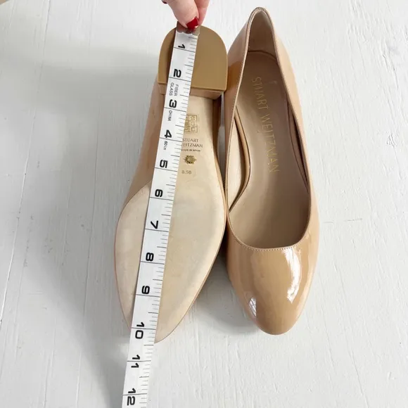 Stuart Weitzman Vivienne 35mm Pump Patent Leather Heels Size 8.5 Nude Beige