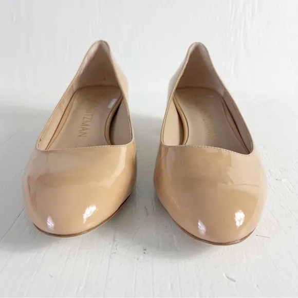 Stuart Weitzman Vivienne 35mm Pump Patent Leather Heels Size 8.5 Nude Beige