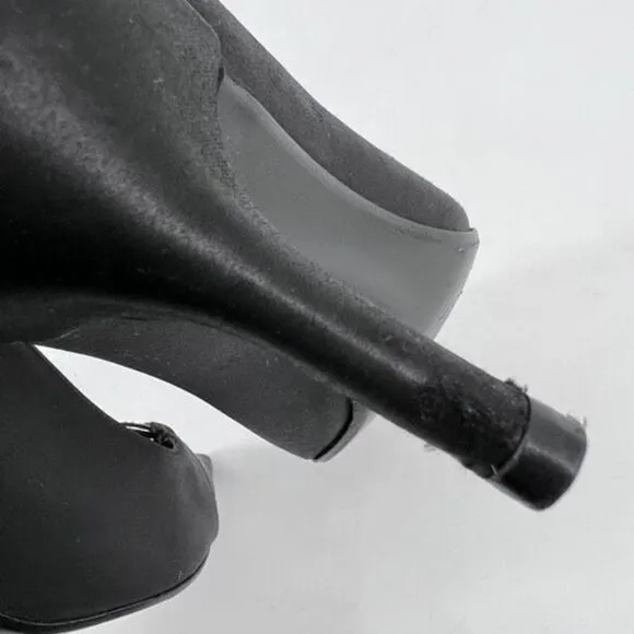 Stuart Weitzman Womens Embellished Rhinestones Satin Pointed Pumps Black Size 8W