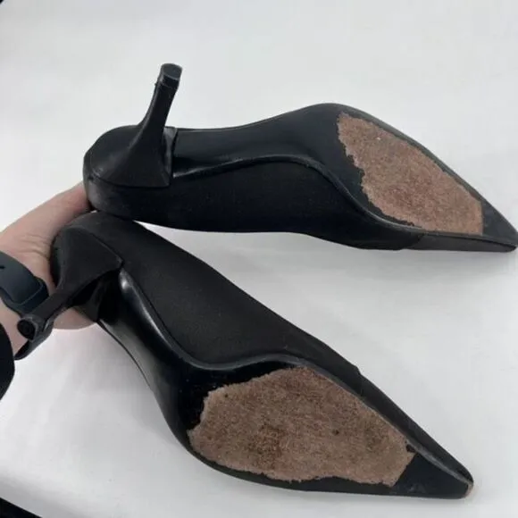 Stuart Weitzman Womens Embellished Rhinestones Satin Pointed Pumps Black Size 8W
