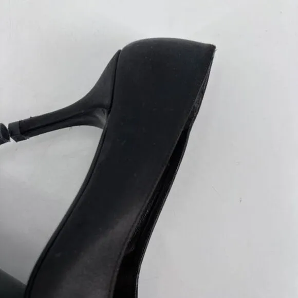 Stuart Weitzman Womens Embellished Rhinestones Satin Pointed Pumps Black Size 8W