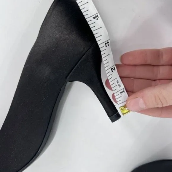 Stuart Weitzman Womens Embellished Rhinestones Satin Pointed Pumps Black Size 8W