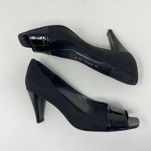 Stuart Weitzman Women's Peep Toe Pumps Slip On Heels Black Size 7.5M