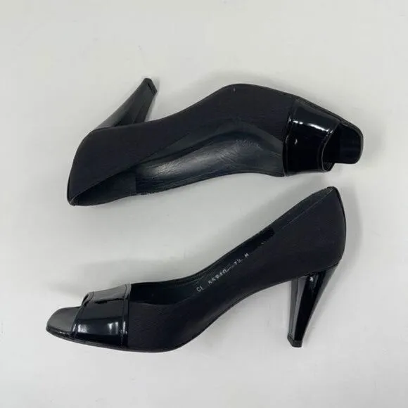 Stuart Weitzman Women's Peep Toe Pumps Slip On Heels Black Size 7.5M