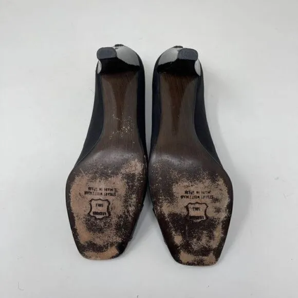 Stuart Weitzman Women's Peep Toe Pumps Slip On Heels Black Size 7.5M