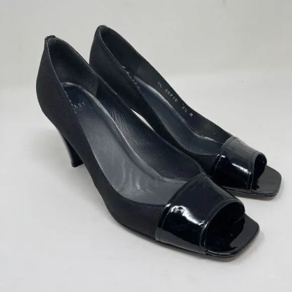 Stuart Weitzman Women's Peep Toe Pumps Slip On Heels Black Size 7.5M